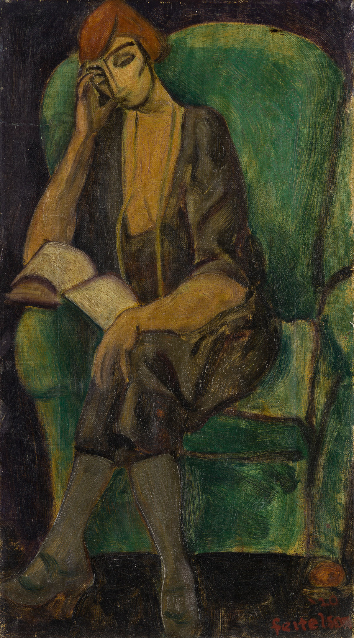 LORSER FEITELSON, (1898 - 1978, AMERICAN) Girl Reading.